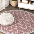 thumbnail image 1 of JONATHAN Y SANTA MONICA 8' Round Area Rug, Trebol Moroccan Trellis Textured Weave - Red/Beige, SMB109C-8R, 1 of 4