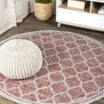 thumbnail image 1 of JONATHAN Y SANTA MONICA 8' Round Area Rug, Trebol Moroccan Trellis Textured Weave - Red/Beige, SMB109C-8R, 1 of 4