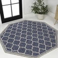thumbnail image 1 of JONATHAN Y SANTA MONICA 5' Octagon Area Rug, Trebol Moroccan Trellis Textured Weave - Navy/Gray, SMB109D-5TGN, 1 of 5