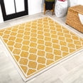 thumbnail image 1 of JONATHAN Y SANTA MONICA 5' Square Area Rug, Trebol Moroccan Trellis Textured Weave - Yellow/Cream, SMB109F-5SQ, 1 of 2