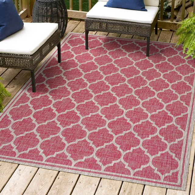 JONATHAN Y SMB109H-9 Trebol Moroccan Trellis Textured Weave Fuchsia/Light Gray 9 ft. x 12 ft. Indoor/Outdoor Area Rug, Pet Friendly, Stain Resistant, Easy to Clean, for Patio, Living Room, Bedroom