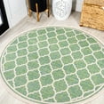 thumbnail image 1 of JONATHAN Y SANTA MONICA 5' Round Area Rug, Trebol Moroccan Trellis Textured Weave - Cream/Green, SMB109I-5R, 1 of 2