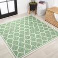 thumbnail image 1 of JONATHAN Y SANTA MONICA 5' Square Area Rug, Trebol Moroccan Trellis Textured Weave - Cream/Green, SMB109I-5SQ, 1 of 2