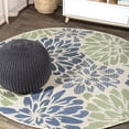 thumbnail image 1 of JONATHAN Y SANTA MONICA 3' Round Area Rug, Zinnia Floral Textured Weave - Navy/Green, SMB110B-3R, 1 of 5