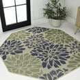 thumbnail image 1 of JONATHAN Y SANTA MONICA 8' Octagon Area Rug, Zinnia Floral Textured Weave - Navy/Green, SMB110B-8TGN, 1 of 5