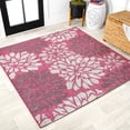 thumbnail image 1 of JONATHAN Y SANTA MONICA 5' Square Area Rug, Zinnia Floral Textured Weave - Fuchsia/Light Gray, SMB110F-5SQ, 1 of 2