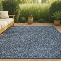 JONATHAN Y SANTA MONICA 5 x 8 Area Rug, Madaba Moroccan Trellis - Navy/Light Gray, SMB114B-5