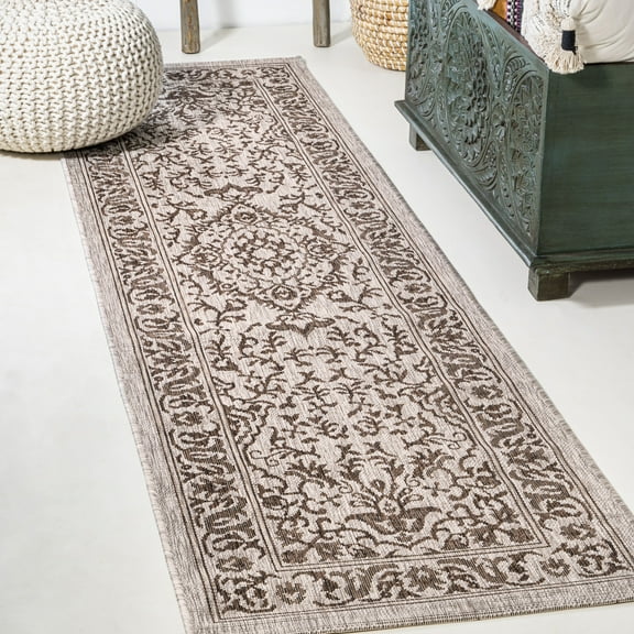 JONATHAN Y SANTA MONICA 2 x 10 Runner Rug, Jerash Ornate Medallion - Brown/Beige, SMB115A-210