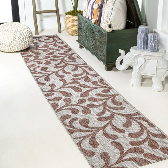 JONATHAN Y SANTA MONICA 2 x 10 Runner Rug, Vine All Over - Red/Beige, SMB117B-210