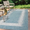 thumbnail image 1 of JONATHAN Y SANTA MONICA 5 x 8 Area Rug, Scandi Minimalist Border - Aqua/Ivory, SMB118A-5, 1 of 9