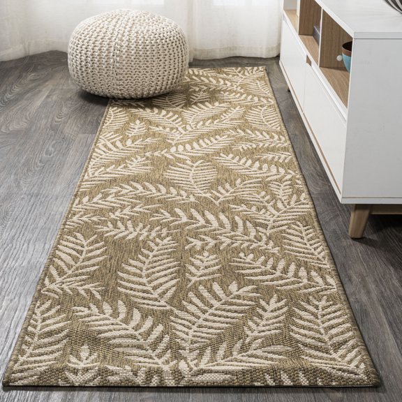 JONATHAN Y SANTA MONICA 2 x 10 Runner Rug, Nevis Palm Frond - Brown/Beige, SMB119A-210