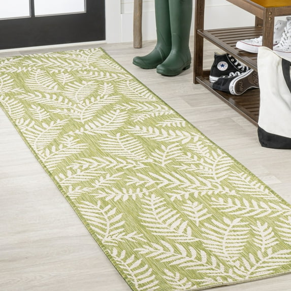JONATHAN Y SANTA MONICA 2 x 8 Runner Rug, Nevis Palm Frond - Green/Cream, SMB119D-28