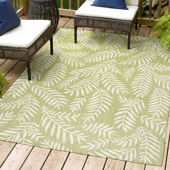 JONATHAN Y SANTA MONICA 4 x 6 Area Rug, Nevis Palm Frond - Green/Cream, SMB119D-4