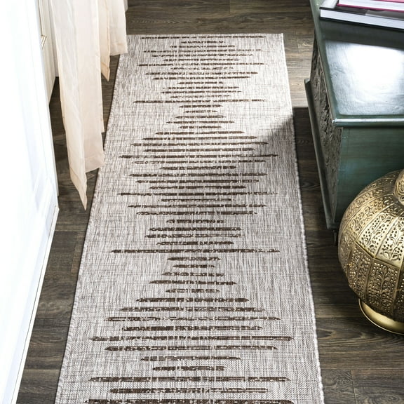 JONATHAN Y SANTA MONICA 2 x 10 Runner Rug, Zolak Berber Stripe Geometric - Beige/Brown, SMB124A-210