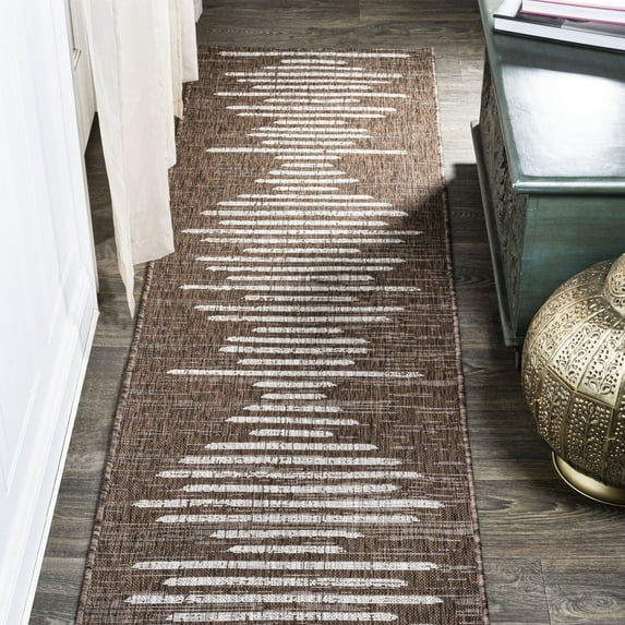 JONATHAN Y SANTA MONICA 2 x 8 Runner Rug, Zolak Berber Stripe Geometric - Brown/Beige, SMB124B-28