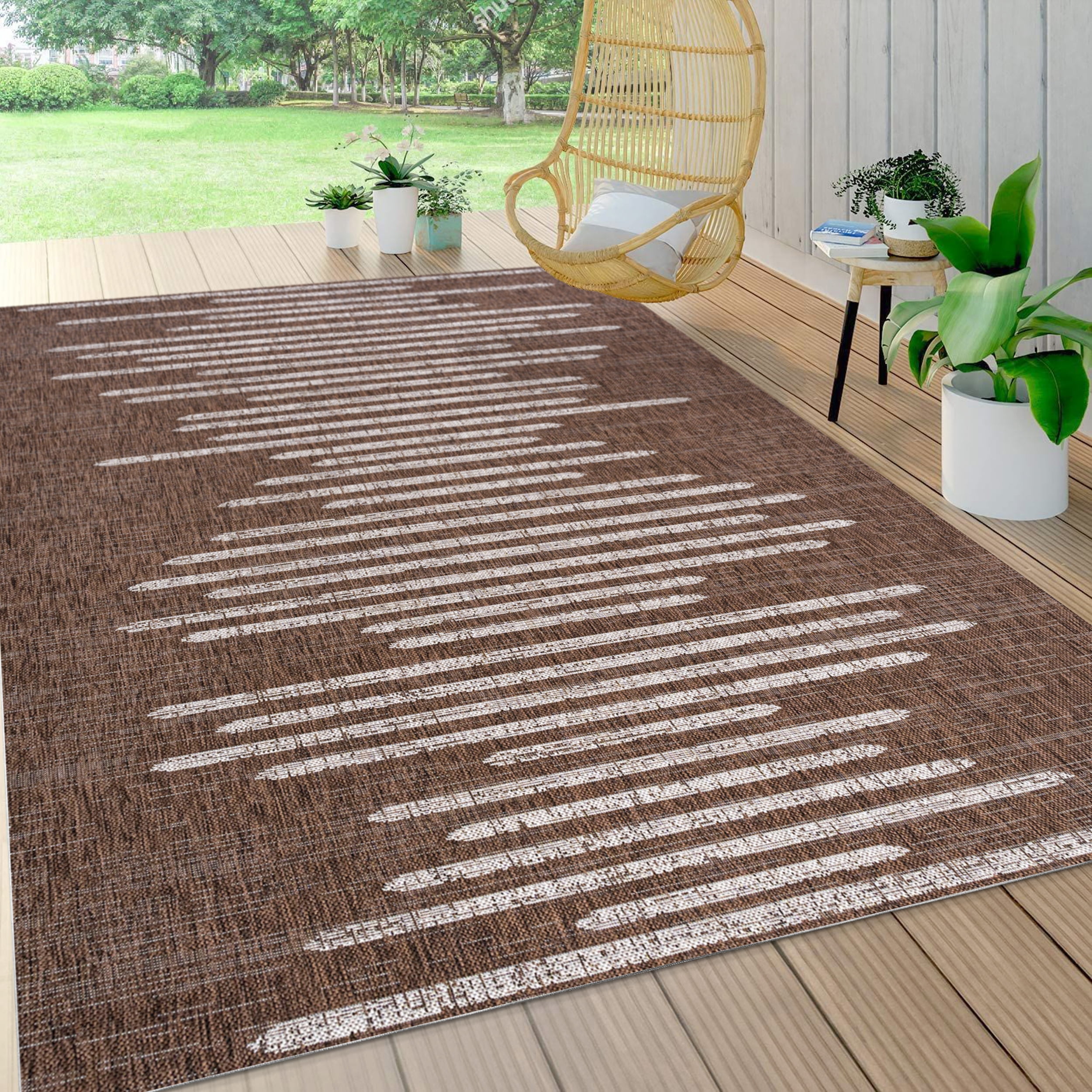 JONATHAN Y SMB124B-3 Zolak Berber Stripe Geometric Brown/Beige 3 ft. x ...