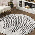 thumbnail image 1 of JONATHAN Y SANTA MONICA 8' Round Area Rug, Zolak Berber Stripe Geometric - Ivory/Black, SMB124D-8R, 1 of 10