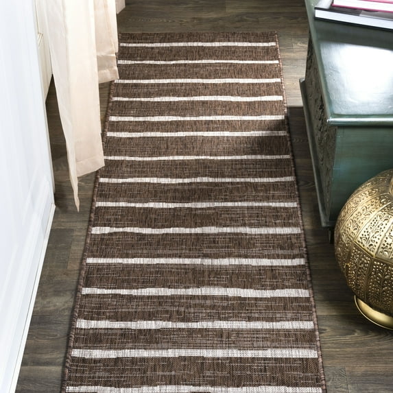JONATHAN Y SANTA MONICA 2 x 8 Runner Rug, Colonia Berber Stripe - Brown/Beige, SMB125B-28