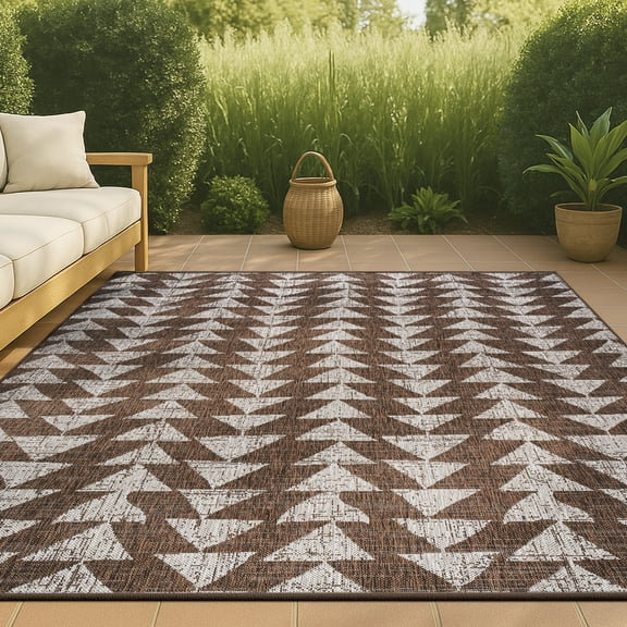 JONATHAN Y SANTA MONICA 5 x 8 Area Rug, Andratx Tribal Geometric - Brown/Beige, SMB126A-5