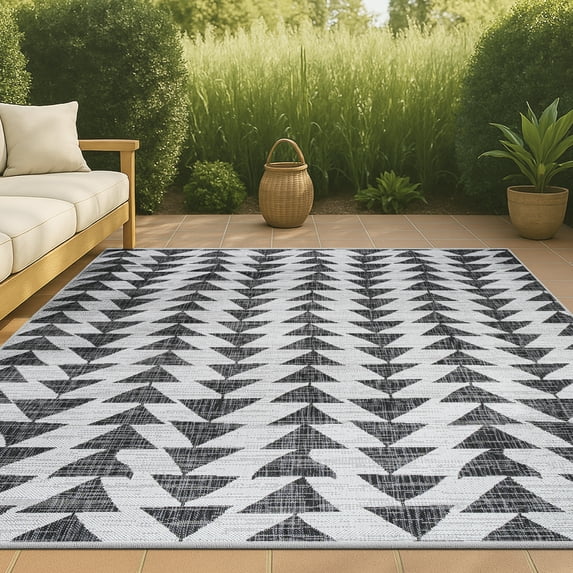 JONATHAN Y SANTA MONICA 4 x 6 Area Rug, Andratx Tribal Geometric - Ivory/Black, SMB126D-4