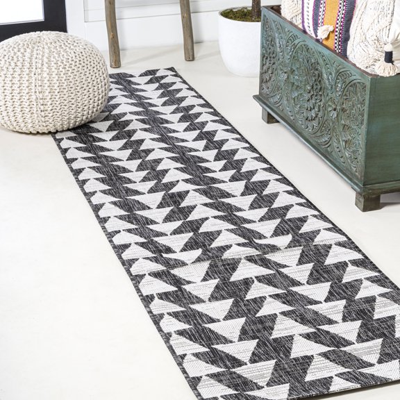 JONATHAN Y SANTA MONICA 2 x 10 Runner Rug, Andratx Tribal Geometric - Black/Ivory, SMB126E-210