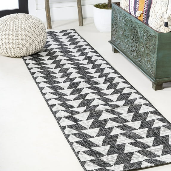 JONATHAN Y SANTA MONICA 2 x 8 Runner Rug, Andratx Tribal Geometric - Black/Ivory, SMB126E-28
