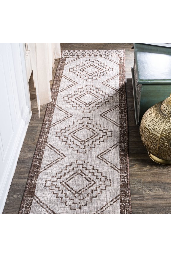 SANTA MONICA 2 x 10 Runner Rug, Marokko Diamond Tribal Medallion - Beige/Brown, SMB127A-210