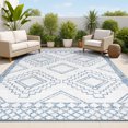 thumbnail image 1 of JONATHAN Y SANTA MONICA 3 x 5 Area Rug, Marokko Diamond Tribal Medallion - Ivory/Blue, SMB127C-3, 1 of 8