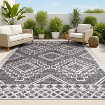 JONATHAN Y SANTA MONICA 3 x 5 Area Rug, Marokko Diamond Tribal Medallion - Black/Ivory, SMB127F-3