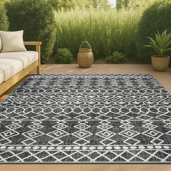 JONATHAN Y SANTA MONICA 4 x 6 Area Rug, Kafel Tribal Bohemian - Black/Ivory, SMB130F-4