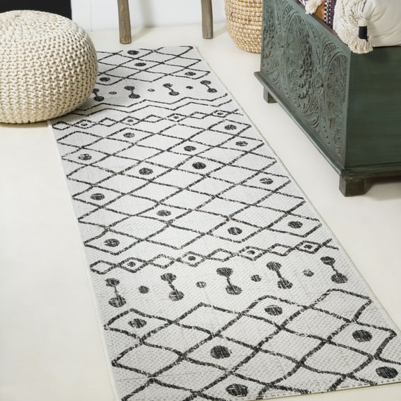 JONATHAN Y SANTA MONICA 2 x 8 Runner Rug, Nokat Tribal Bohemian - Ivory/Black, SMB131D-28