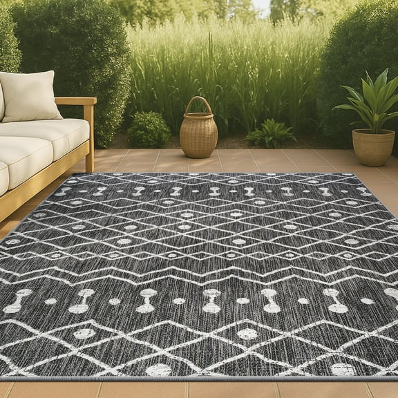 JONATHAN Y SANTA MONICA 3 x 5 Area Rug, Nokat Tribal Bohemian - Black/Ivory, SMB131E-3
