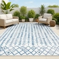 thumbnail image 1 of JONATHAN Y SANTA MONICA 5 x 8 Area Rug, Tokay Bohemian Geometric - Ivory/Blue, SMB132B-5, 1 of 8