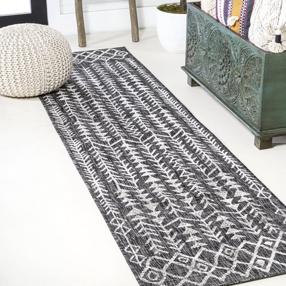 JONATHAN Y SANTA MONICA 2 x 10 Runner Rug, Tokay Bohemian Geometric - Black/Ivory, SMB132E-210