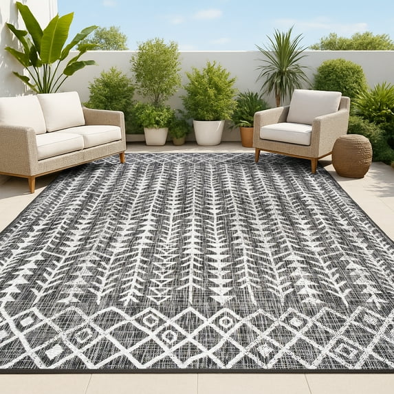 JONATHAN Y SANTA MONICA 4 x 6 Area Rug, Tokay Bohemian Geometric - Black/Ivory, SMB132E-4