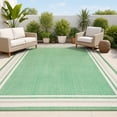thumbnail image 1 of JONATHAN Y SANTA MONICA 5 x 8 Area Rug, James Border Stripe - Green/Cream, SMB201E-5, 1 of 8