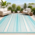 thumbnail image 1 of JONATHAN Y SANTA MONICA 3 x 5 Area Rug, Haynes Double Stripe - Aqua/Beige, SMB202A-3, 1 of 2