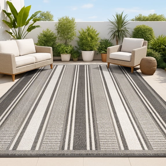 JONATHAN Y SANTA MONICA 4 x 6 Area Rug, Haynes Double Stripe - Black/Cream, SMB202B-4