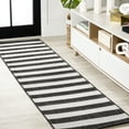 thumbnail image 1 of JONATHAN Y SANTA MONICA 2 x 8 Runner Rug, Negril Two-Tone Wide Stripe - Black/Cream, SMB203C-28, 1 of 9