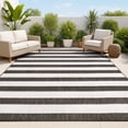 thumbnail image 1 of JONATHAN Y SANTA MONICA 5 x 8 Area Rug, Negril Two-Tone Wide Stripe - Black/Cream, SMB203C-5, 1 of 7