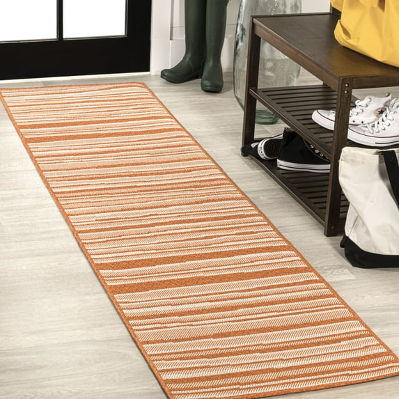 JONATHAN Y SANTA MONICA 2 x 8 Runner Rug, Castara Wavy Stripe - Orange/Cream, SMB205B-28
