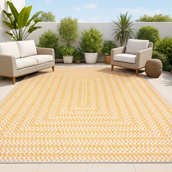 JONATHAN Y SANTA MONICA 3 x 5 Area Rug, Chevron Concentric Squares - Orange/Cream, SMB206C-3