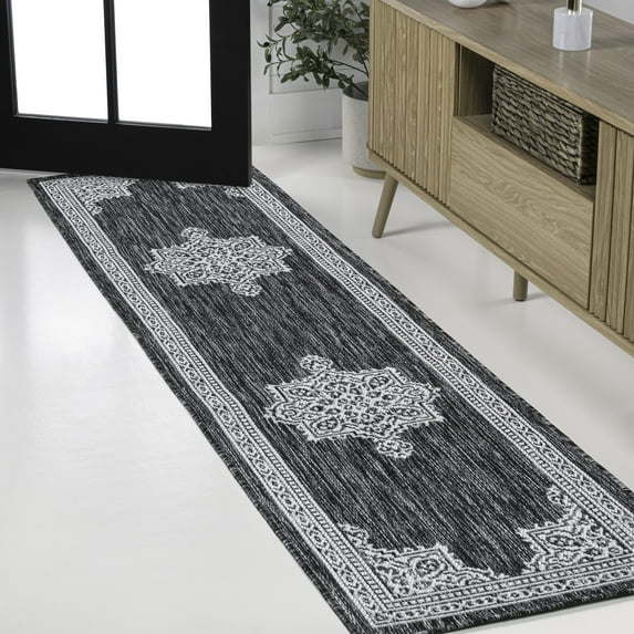 JONATHAN Y SANTA MONICA 2 x 8 Runner Rug, Arden Vintage Medallion - Dark Gray/Cream, SMB300A-28