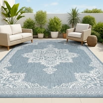 JONATHAN Y SANTA MONICA 3 x 5 Area Rug, Arden Vintage Medallion - Blue/Cream, SMB300C-3