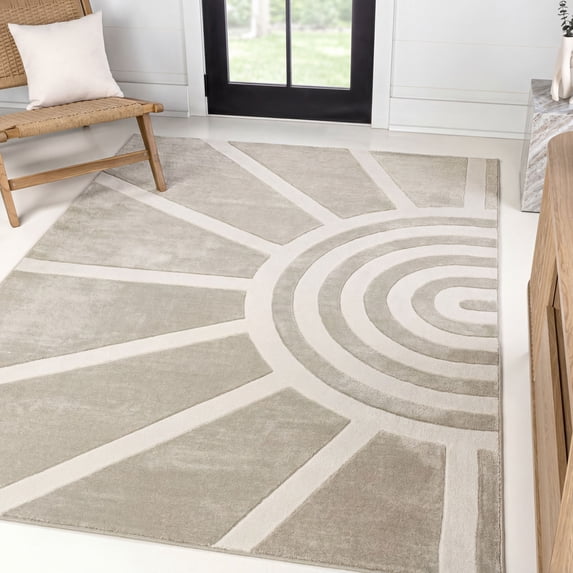 JONATHAN Y SANDSTONE 5 x 8 Area Rug, Aelius Scandinavian Abstract Sun Two-Tone - Beige/Cream, SND101A-5