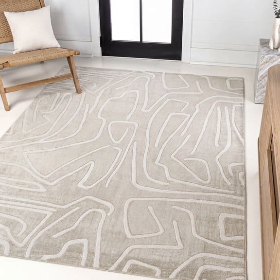 JONATHAN Y SANDSTONE 4 x 6 Area Rug, Alcina Scandinavian Graphic Lines - Beige/Cream, SND102A-4