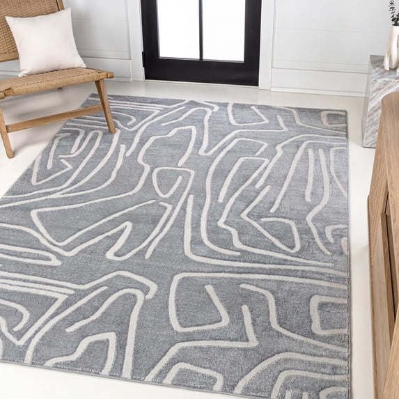 JONATHAN Y SANDSTONE 3 x 5 Area Rug, Alcina Scandinavian Graphic Lines - Blue/White, SND102D-3