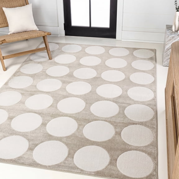 JONATHAN Y SANDSTONE 4 x 6 Area Rug, Adrian Circle Dot - Beige/Cream, SND105A-4