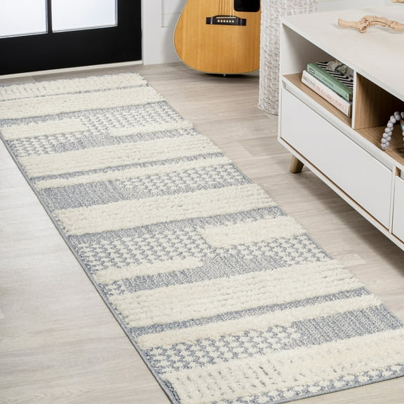 JONATHAN Y SANTA THERESA 2 x 8 Runner Rug, Kerstin Geometric - Cream/Gray, SNT100A-28