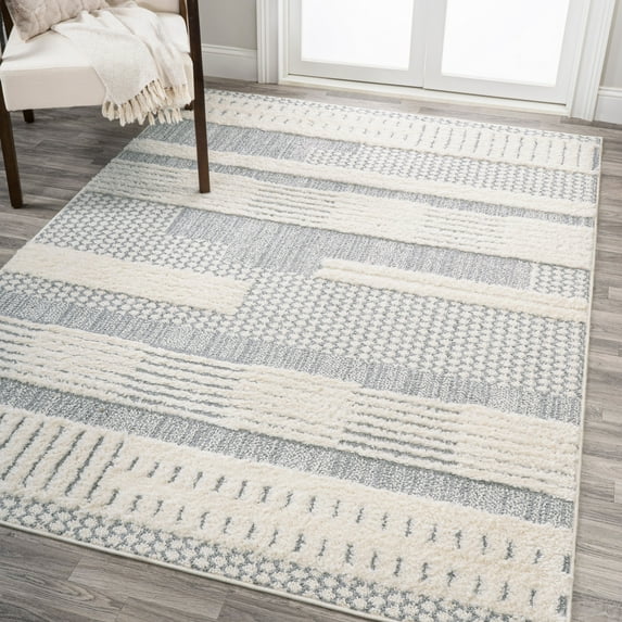 JONATHAN Y SANTA THERESA 3 x 5 Area Rug, Kerstin Geometric - Cream/Gray, SNT100A-3